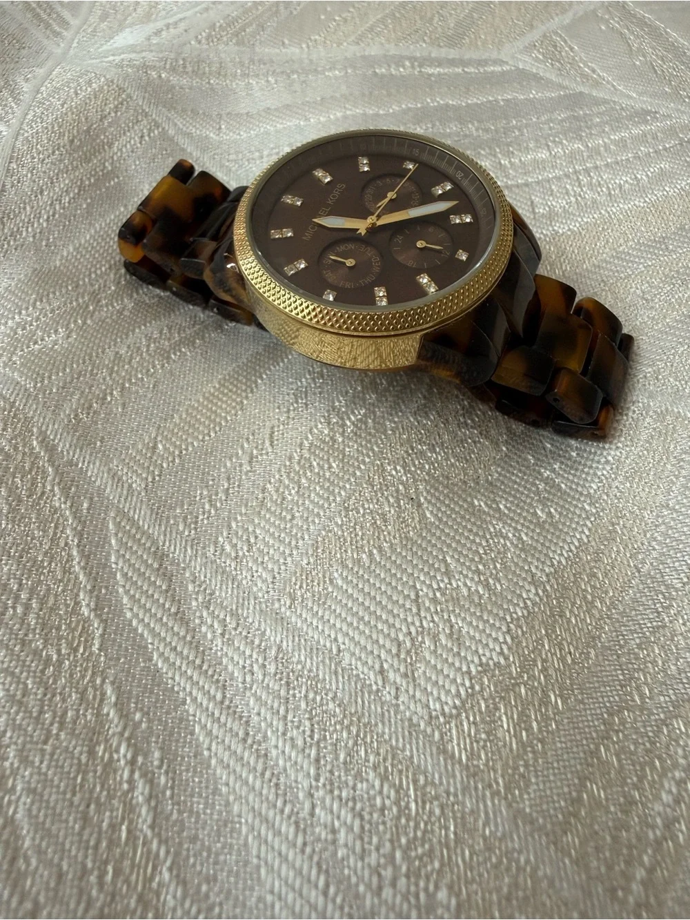 Michael Kors Tortoiseshell Brown and Gold Men’s Chronograph Watch